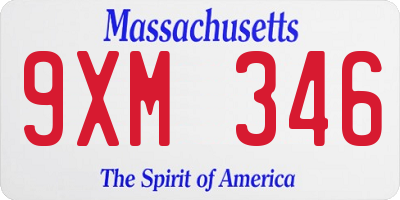 MA license plate 9XM346