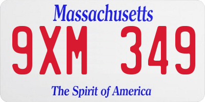 MA license plate 9XM349
