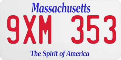 MA license plate 9XM353