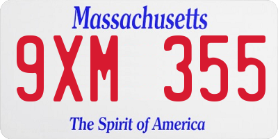MA license plate 9XM355