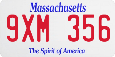 MA license plate 9XM356