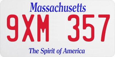 MA license plate 9XM357