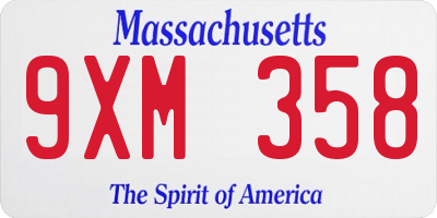 MA license plate 9XM358