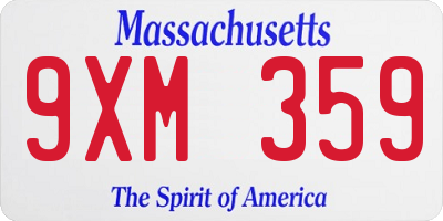 MA license plate 9XM359