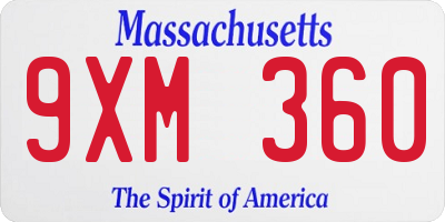 MA license plate 9XM360