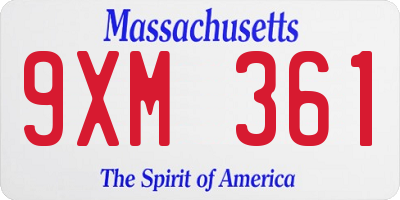 MA license plate 9XM361