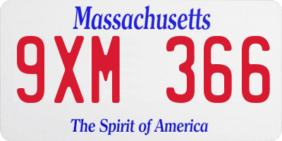 MA license plate 9XM366