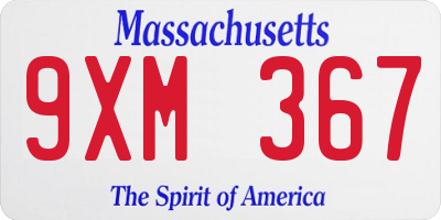 MA license plate 9XM367