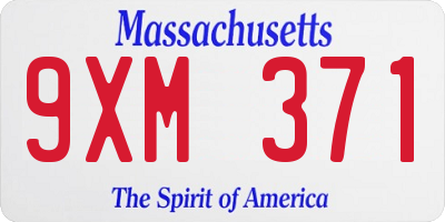 MA license plate 9XM371