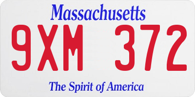 MA license plate 9XM372