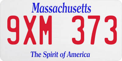 MA license plate 9XM373