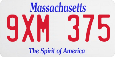MA license plate 9XM375