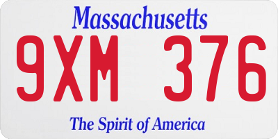 MA license plate 9XM376