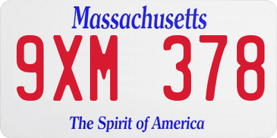 MA license plate 9XM378