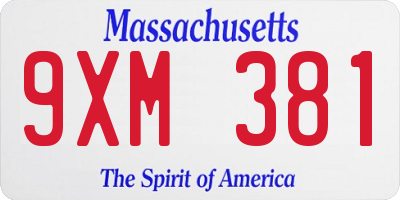 MA license plate 9XM381