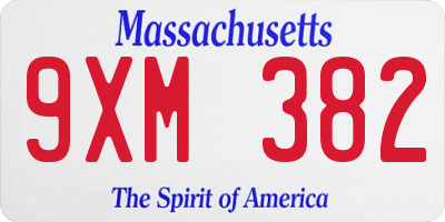MA license plate 9XM382