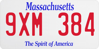 MA license plate 9XM384