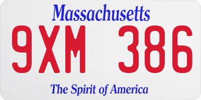 MA license plate 9XM386