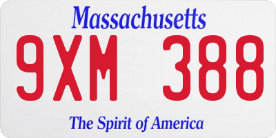 MA license plate 9XM388