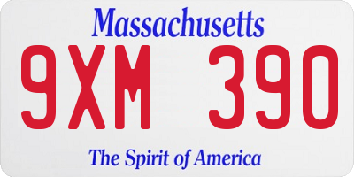 MA license plate 9XM390