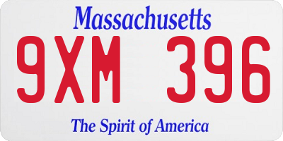 MA license plate 9XM396