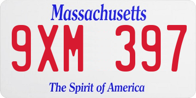 MA license plate 9XM397