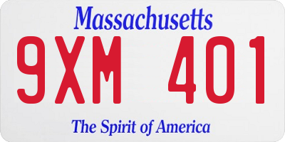 MA license plate 9XM401