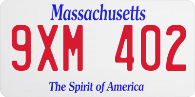 MA license plate 9XM402