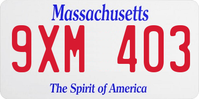 MA license plate 9XM403