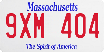 MA license plate 9XM404