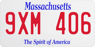 MA license plate 9XM406