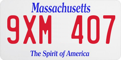MA license plate 9XM407