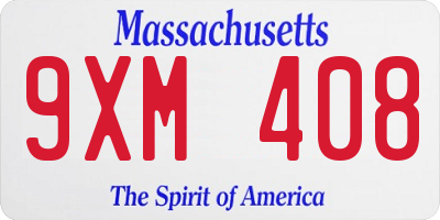 MA license plate 9XM408