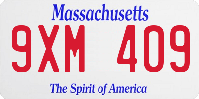 MA license plate 9XM409