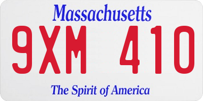 MA license plate 9XM410
