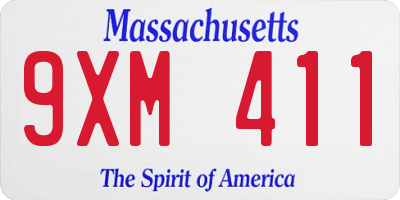 MA license plate 9XM411