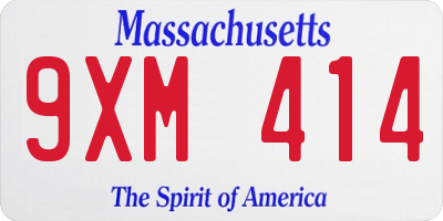 MA license plate 9XM414