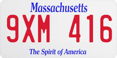MA license plate 9XM416