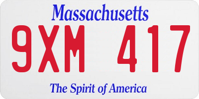 MA license plate 9XM417