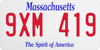 MA license plate 9XM419