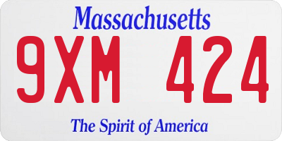MA license plate 9XM424