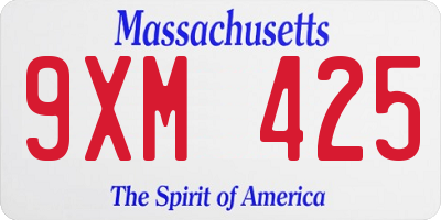 MA license plate 9XM425