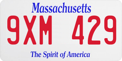 MA license plate 9XM429