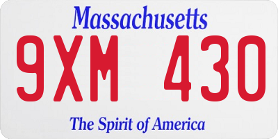 MA license plate 9XM430