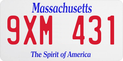 MA license plate 9XM431