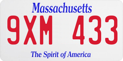 MA license plate 9XM433