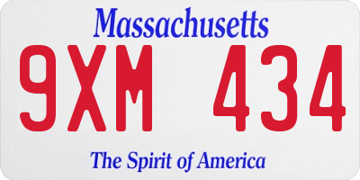 MA license plate 9XM434