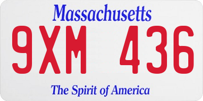 MA license plate 9XM436