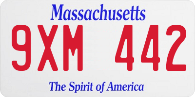MA license plate 9XM442