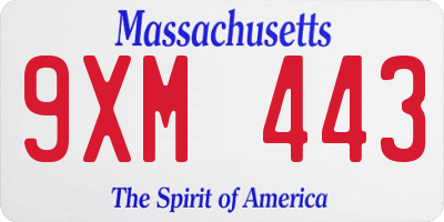 MA license plate 9XM443